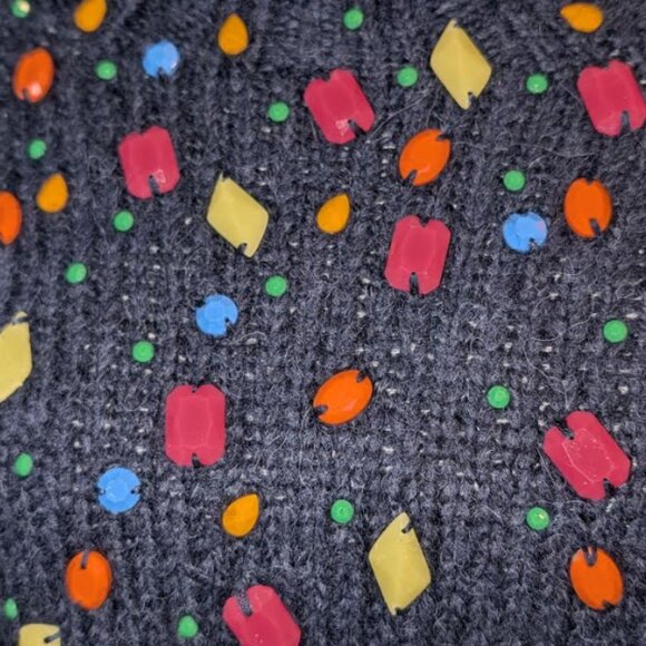 NWT Embellished Navy Blue Embellished Alpaca-Blend Crewneck Sweater - Picture 9 of 10